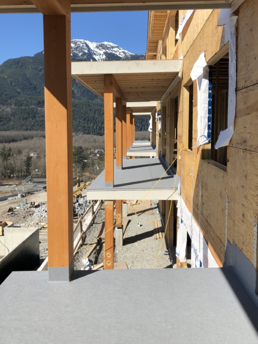Waterproof Vinyl Decking Balconies - the Skyridge Development in Squamish - 66 Mil Grey Armor Deck